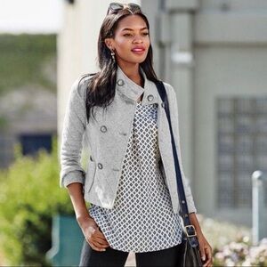 Cabi Gray Quilted Double Breasted Jacket